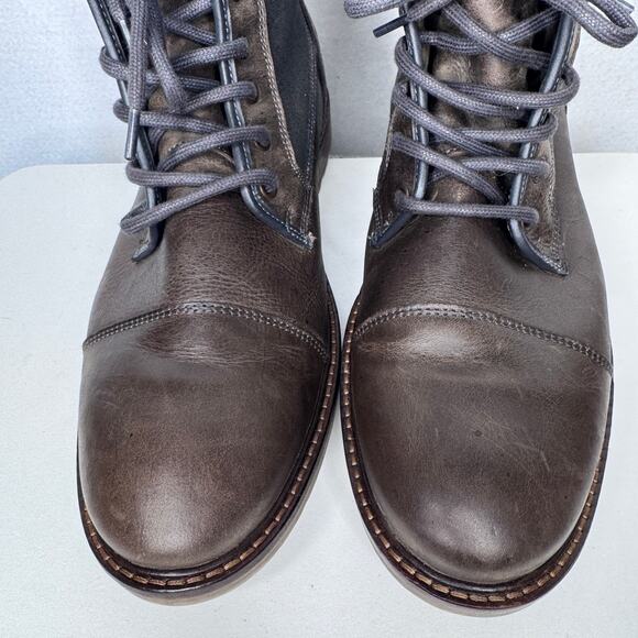 Vintage ALDO Brown Leather Canvas Combat Boots Men’s US 10 EU 43 Made Portugal main image 4